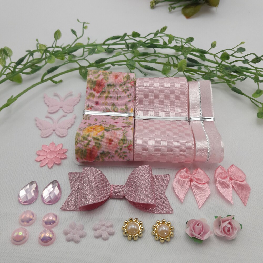 Kit Fitas e Enfeites Coordenados Rosa