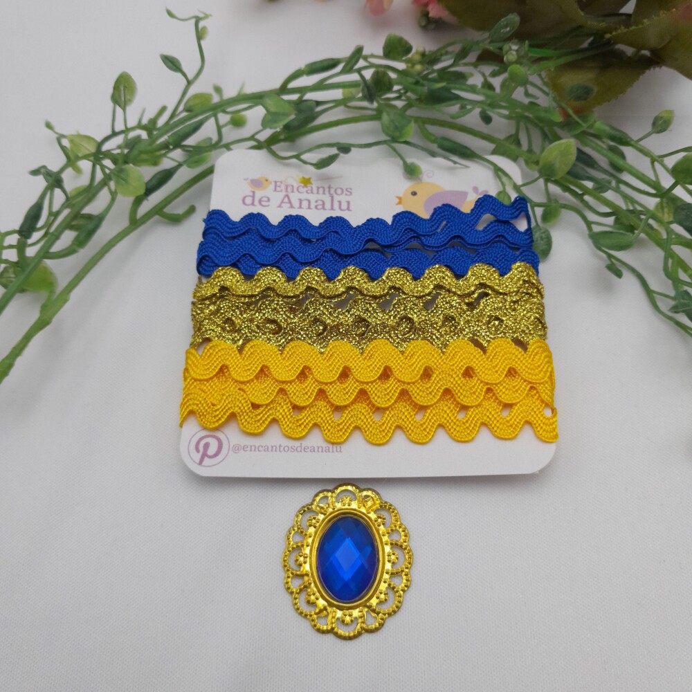KIt de Sianinhas Azul Royal Amarelo e Dourado Coordenadas