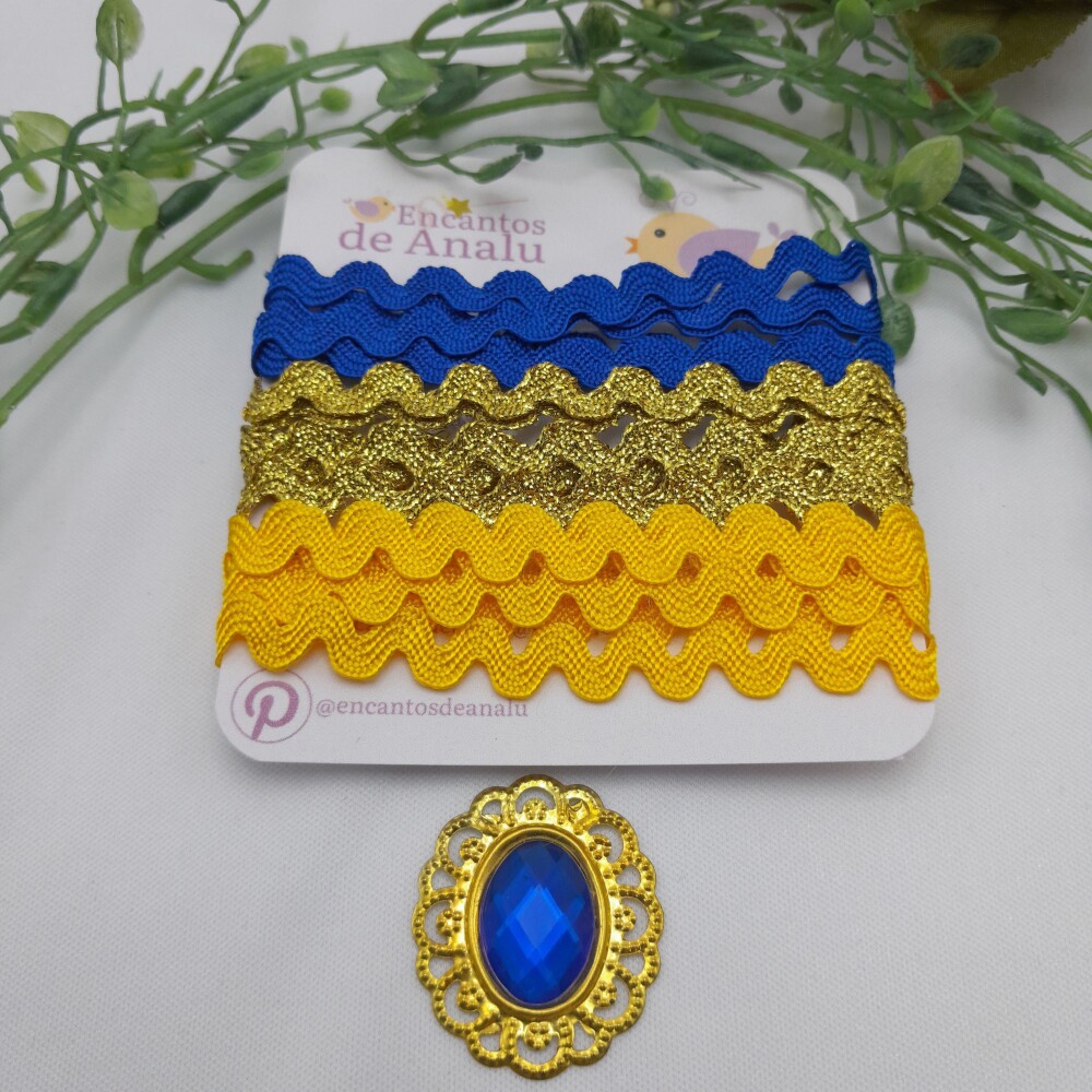 KIt de Sianinhas Azul Royal Amarelo e Dourado Coordenadas