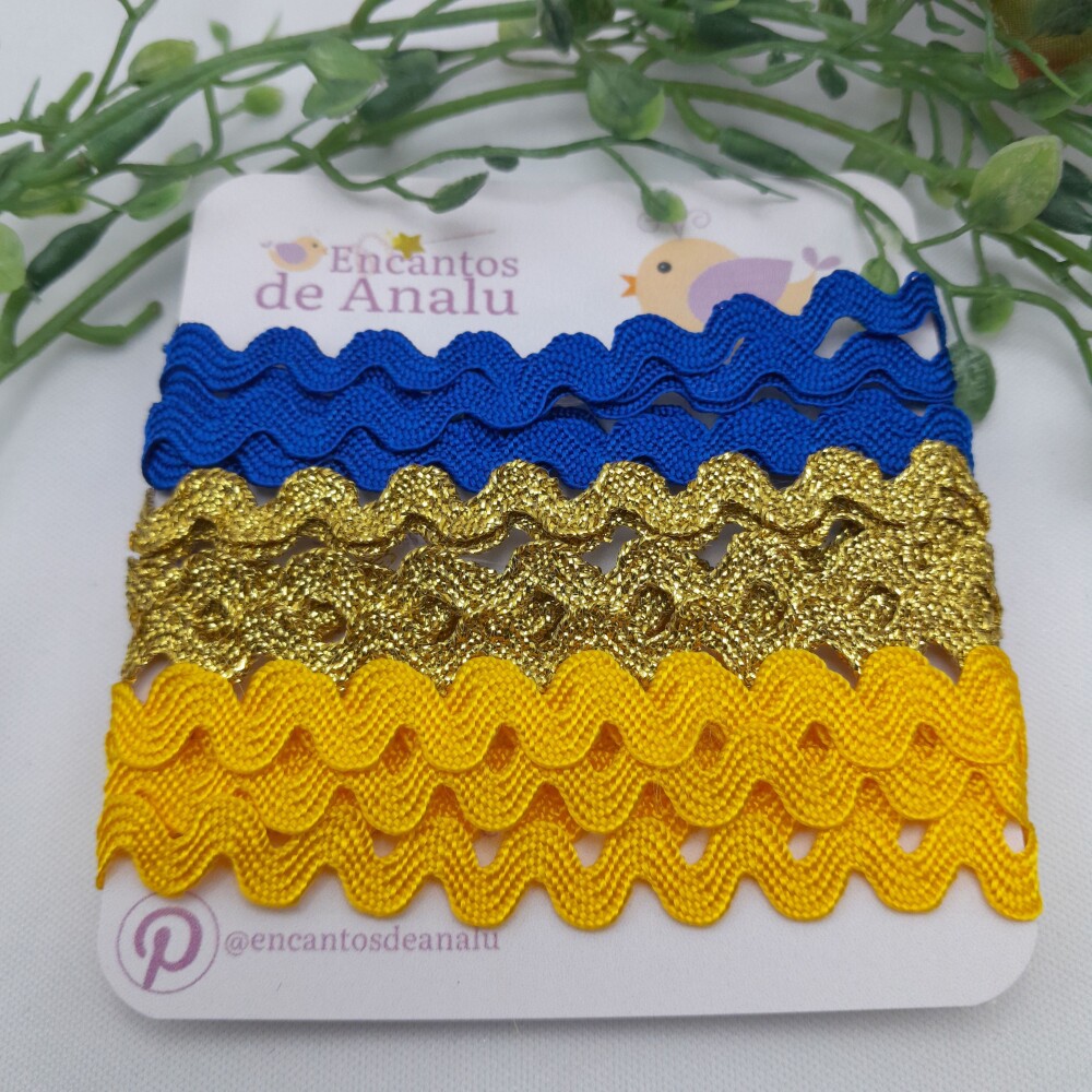 KIt de Sianinhas Azul Royal Amarelo e Dourado Coordenadas