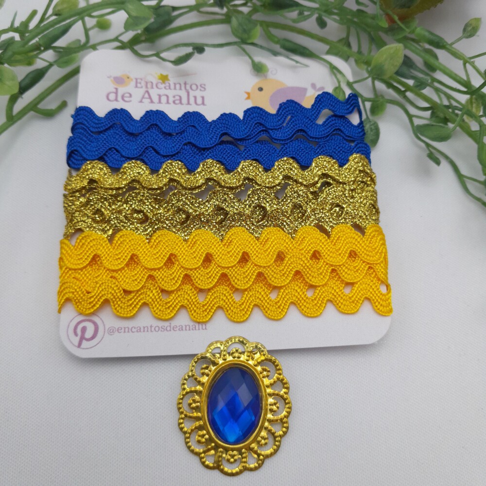 KIt de Sianinhas Azul Royal Amarelo e Dourado Coordenadas