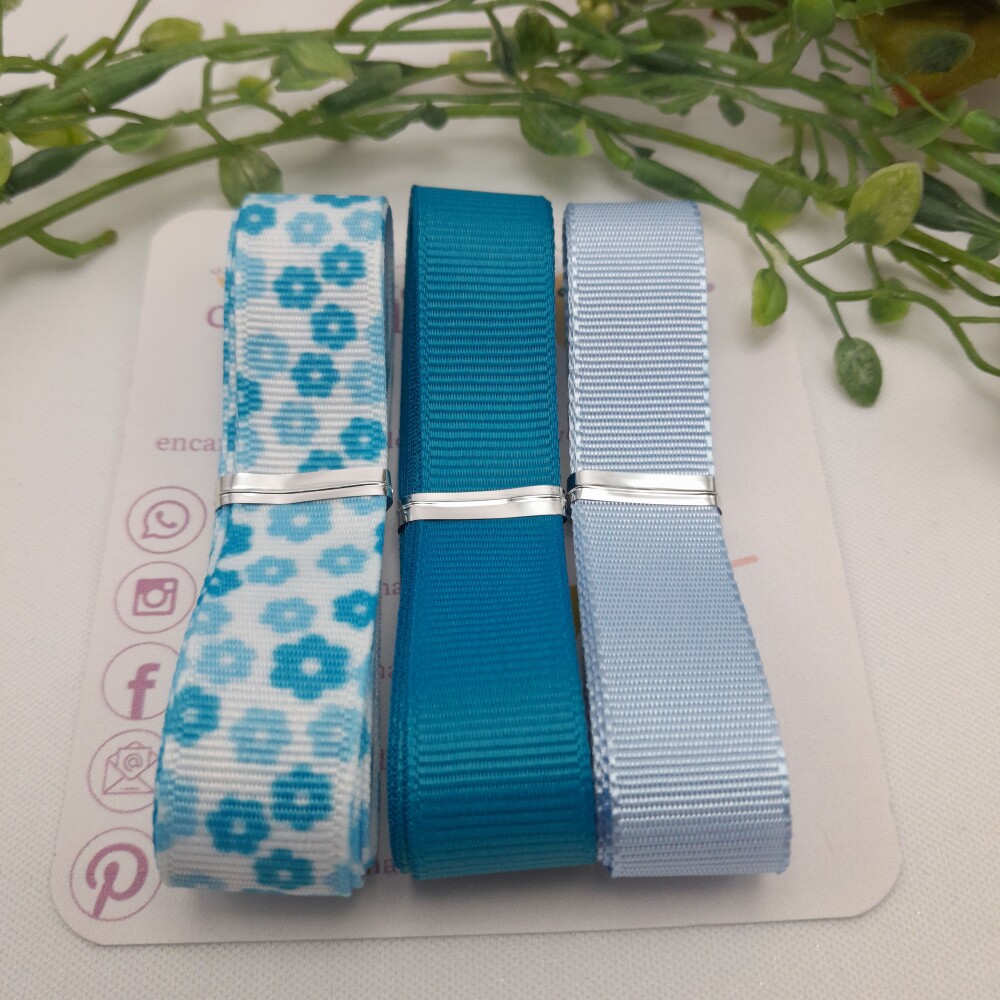 Kit de Fitas Coordenadas Floral Tons de Azul