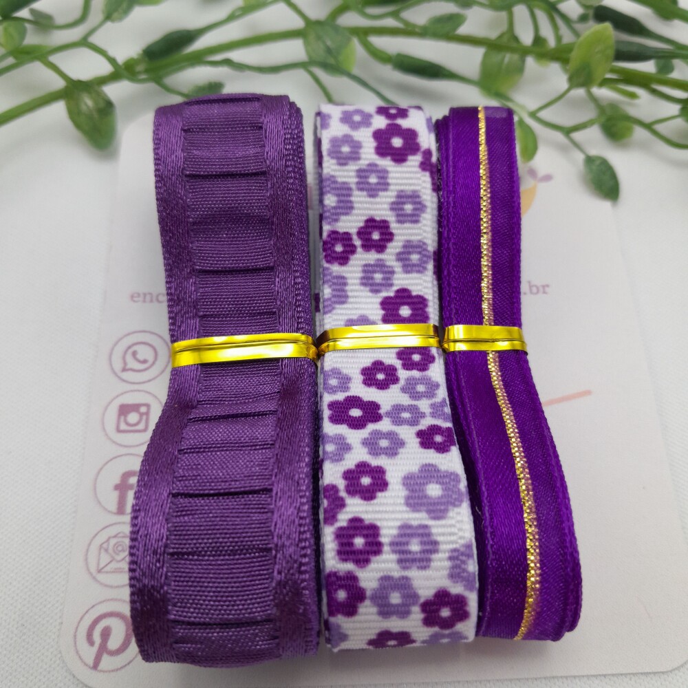 Kit de Fitas Cores e Texturas Coordenadas em Tons de Lilas e Roxo