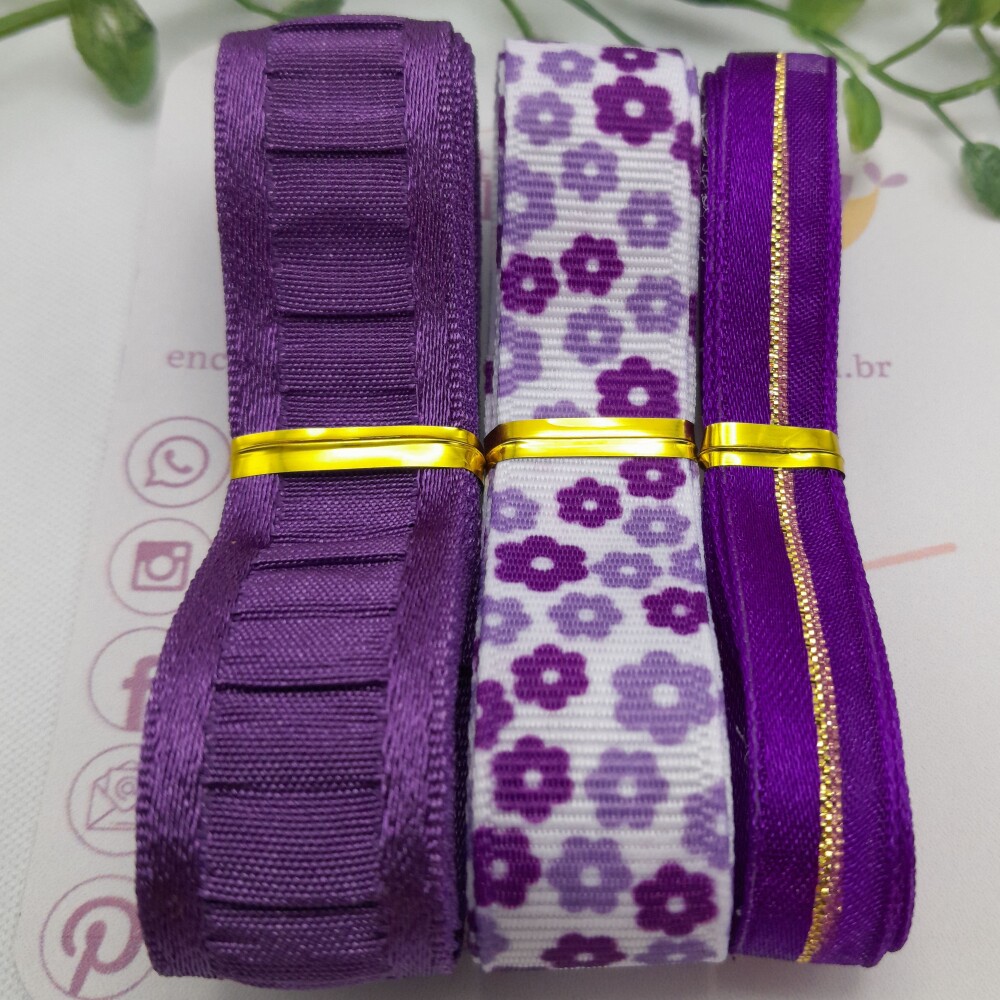 Kit de Fitas Cores e Texturas Coordenadas em Tons de Lilas e Roxo