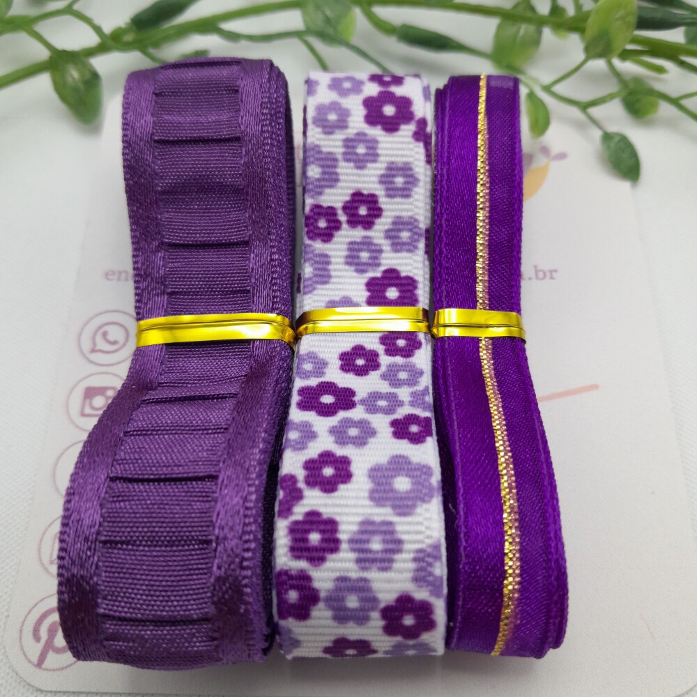 Kit de Fitas Cores e Texturas Coordenadas em Tons de Lilas e Roxo