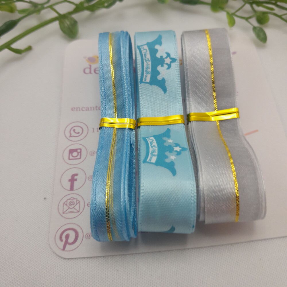 Kit de Fitas Coordenadas Realeza nas cores azul e prata