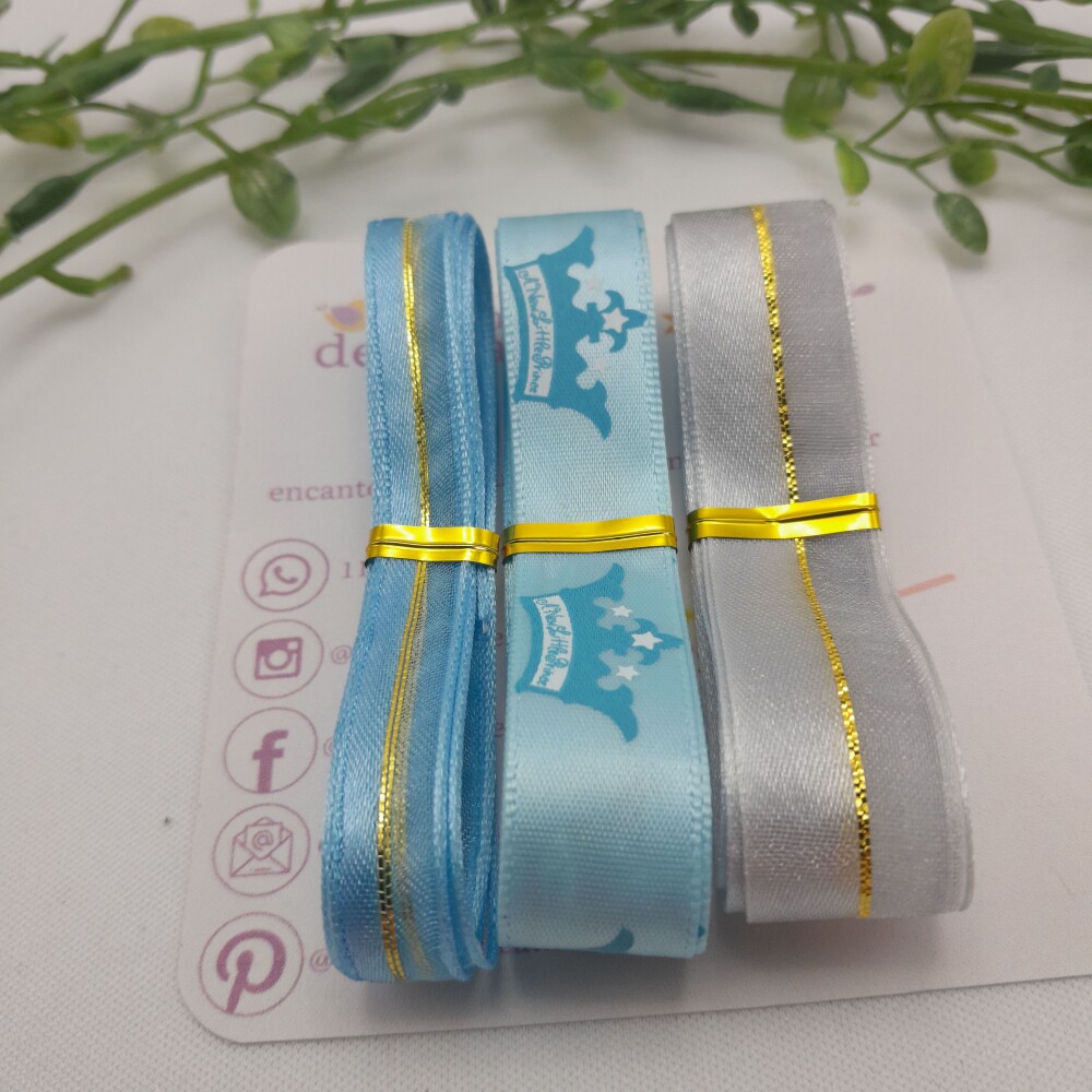Kit de Fitas Coordenadas Realeza nas cores azul e prata