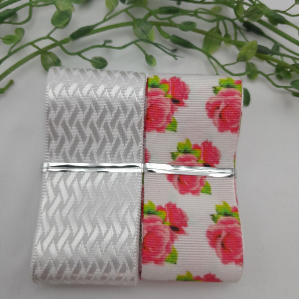 Kit de Fitas Flores Tons Rosa e Escama de Peixe Branco Brilho