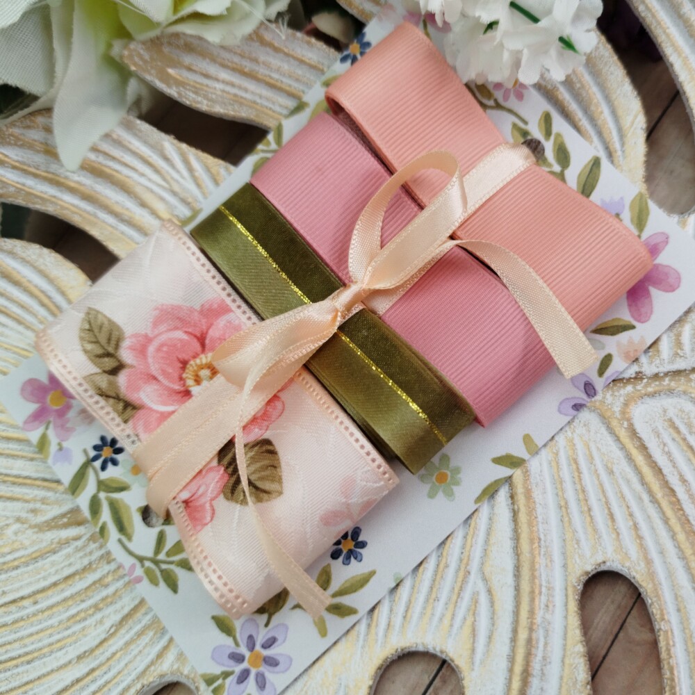 Kit Fitas Floral Damasco Rose, Coral e Verde
