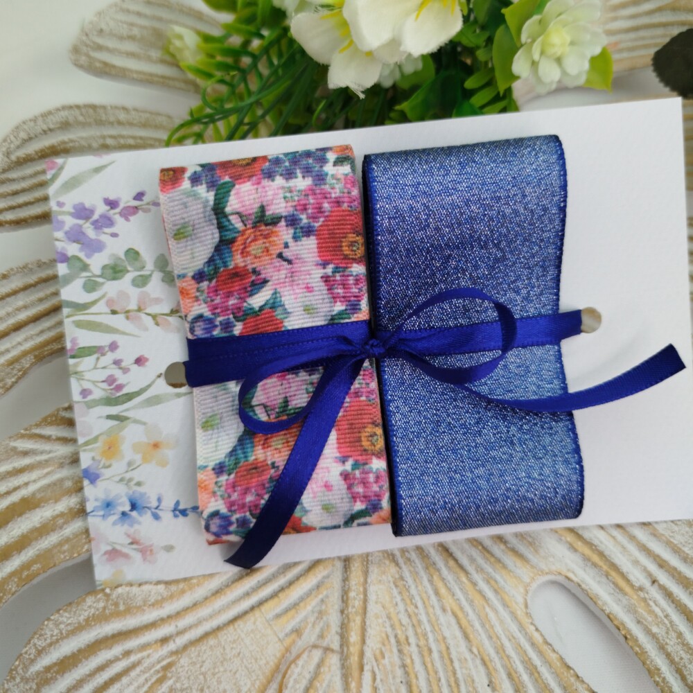 Kit de Fitas Lurex Marinho e Floral Coordenadas