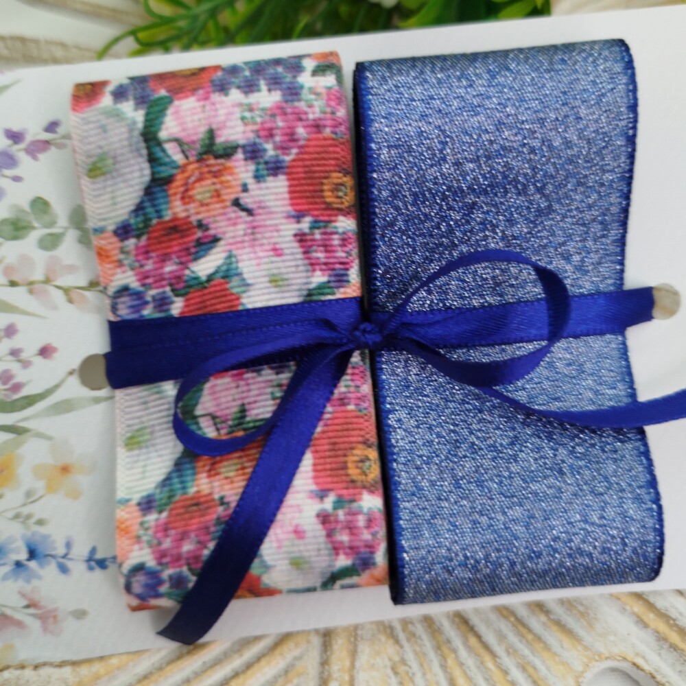 Kit de Fitas Lurex Marinho e Floral Coordenadas