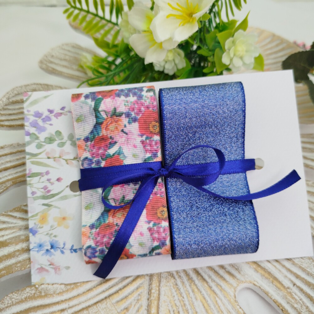 Kit de Fitas Lurex Marinho e Floral Coordenadas