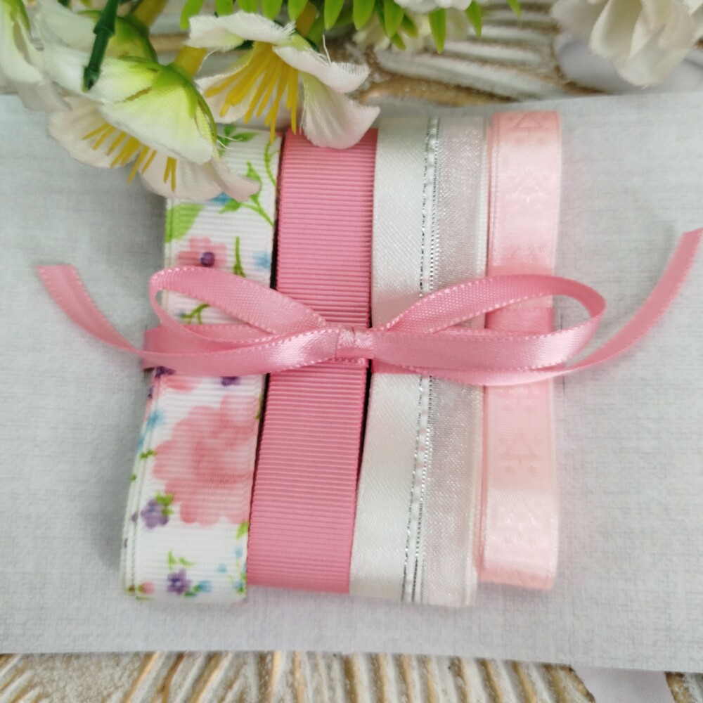 Kit de Fitas Florzinhas Candy Color com branco e rosa