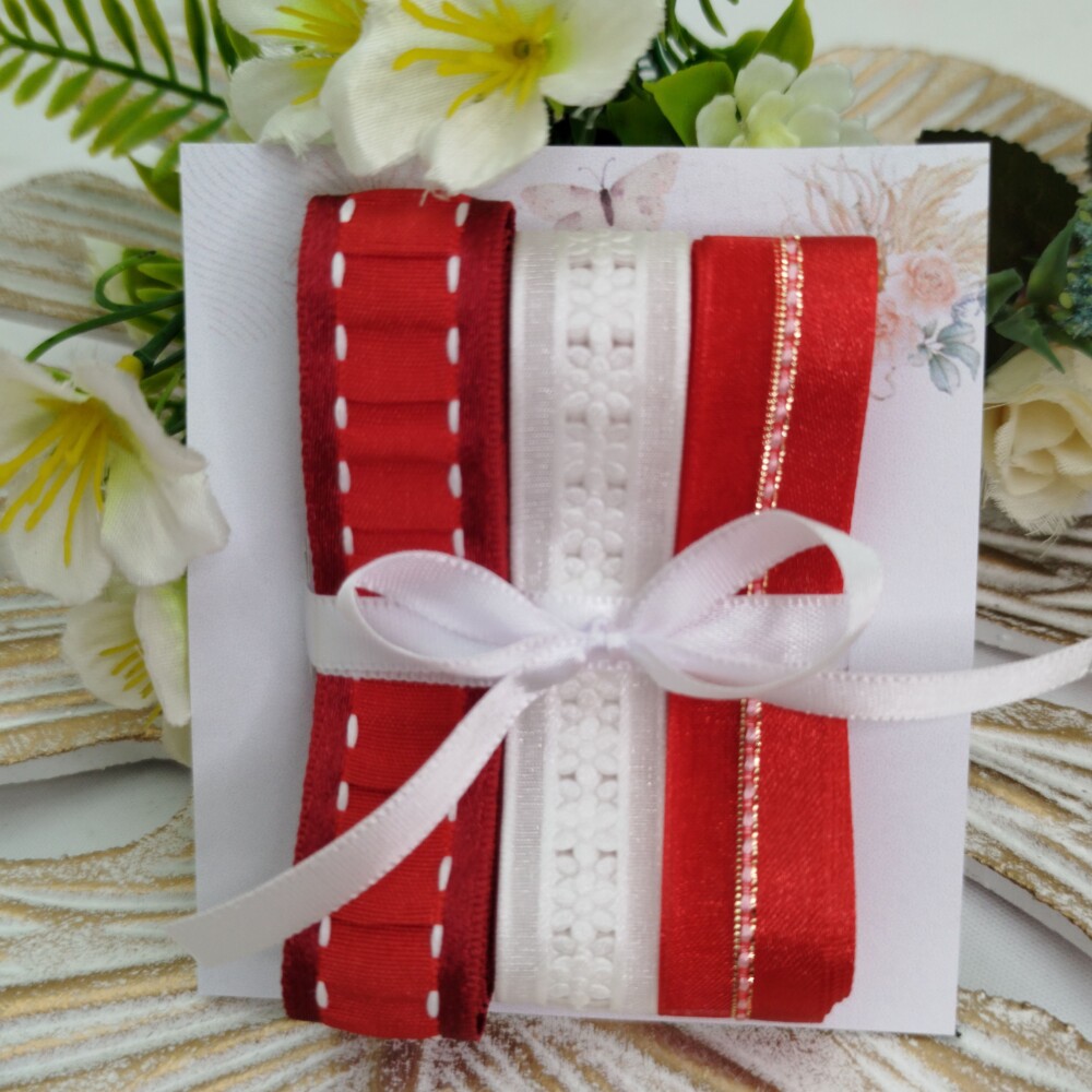 Kit de Fitas coordenadas em tons vermelho e branco
