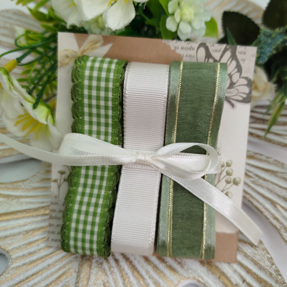 Kit de Fitas Coordenadas Xadrez Verde e Bege