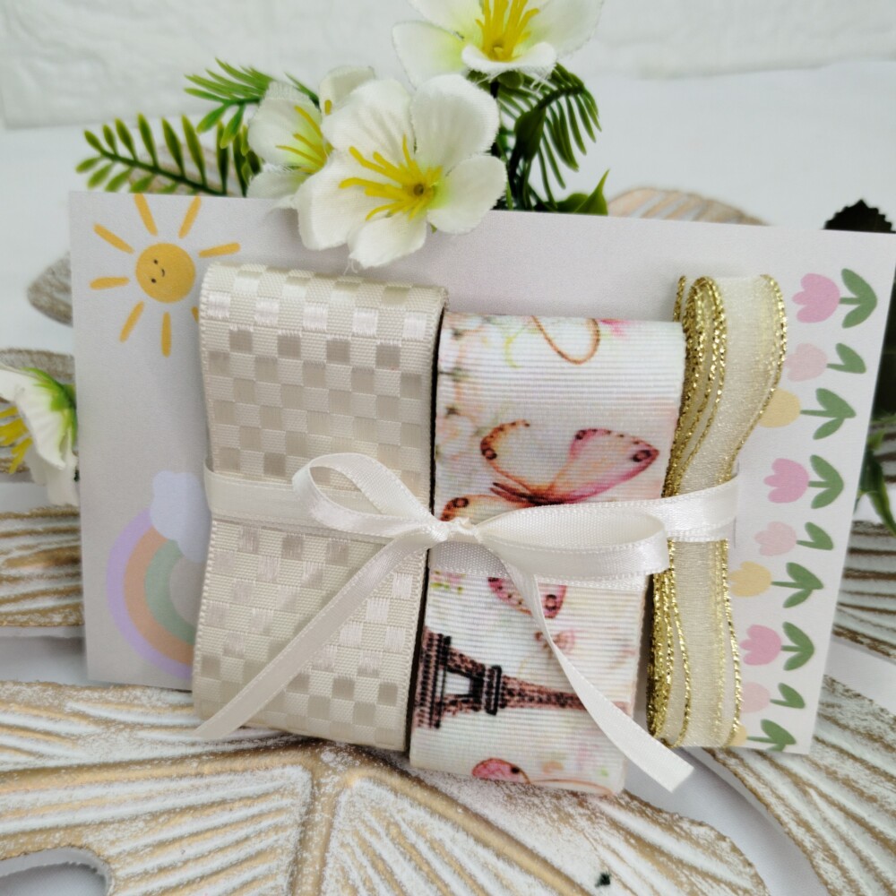 Kit Fitas Paris Torre Eiffel e Borboletas coordenadas tons pastel