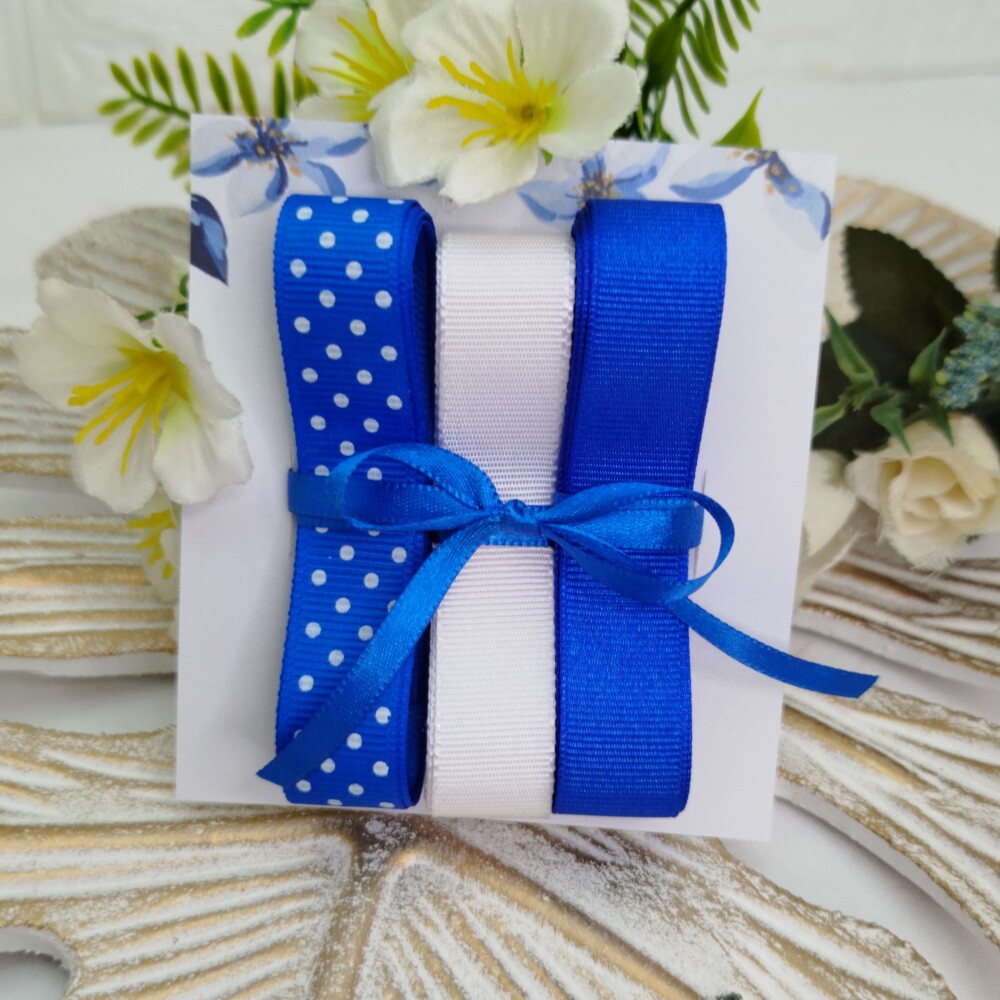 Kit de Fitas Coordenadas Azul Royal, Poá e Branca