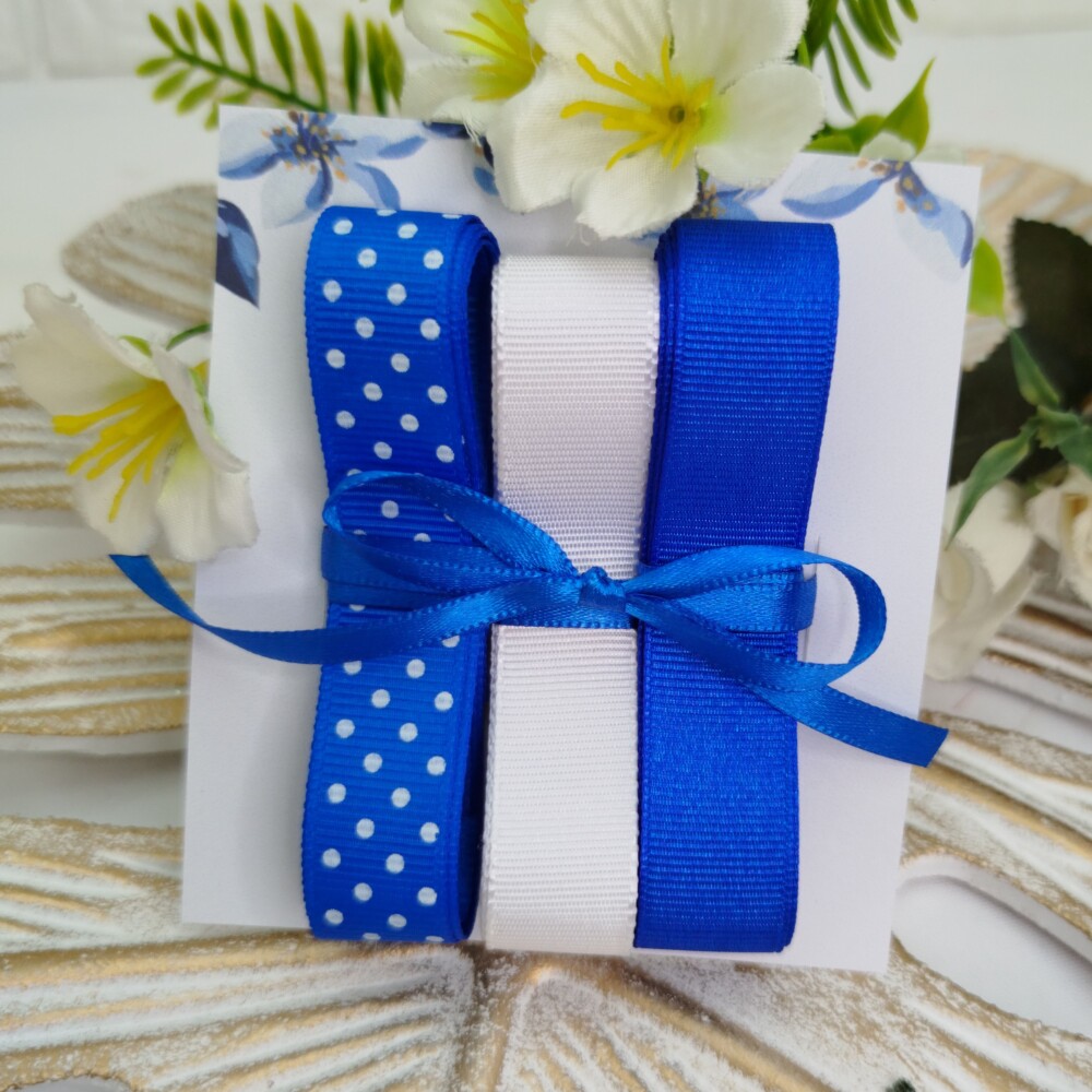 Kit de Fitas Coordenadas Azul Royal, Poá e Branca