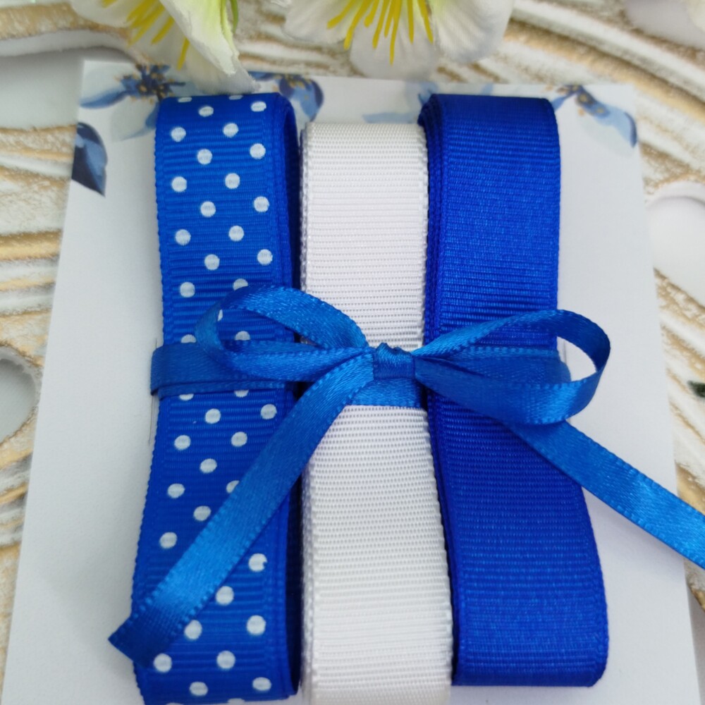 Kit de Fitas Coordenadas Azul Royal, Poá e Branca