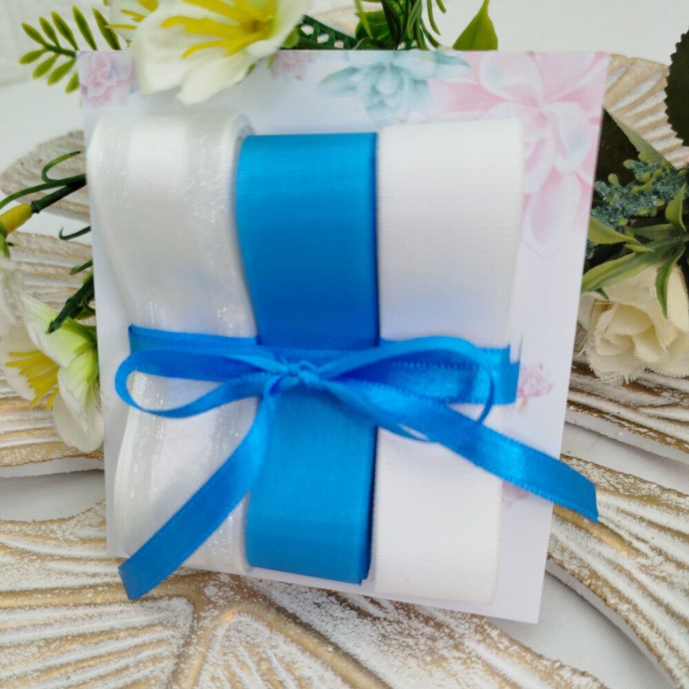 Kit de Fitas Organza e Voil Azul Turquesa e Branca
