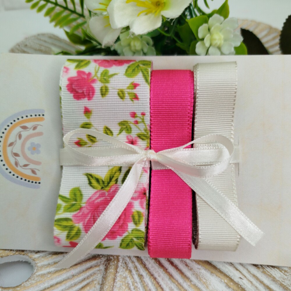 Kit de Fitas Floral Rosas Pink  Estampas Coordenadas