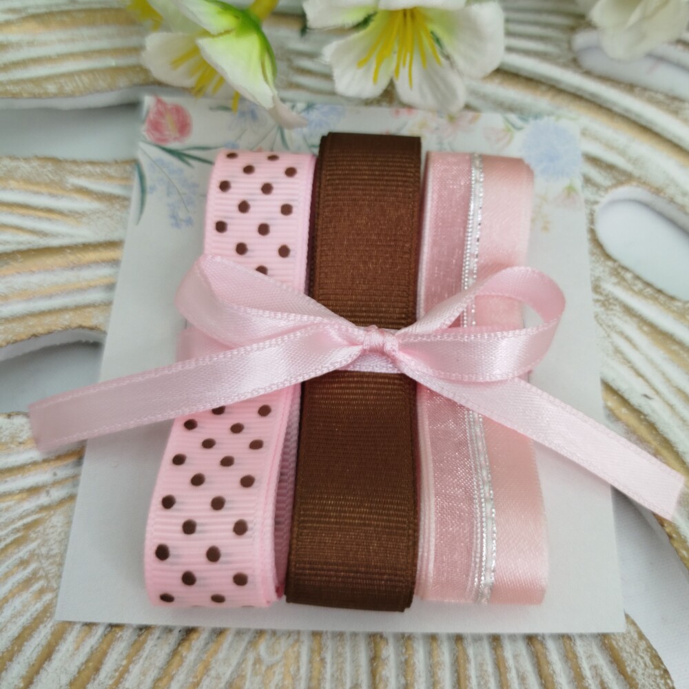 Kit de Fitas Coordenadas Poá Rosa e Marrom