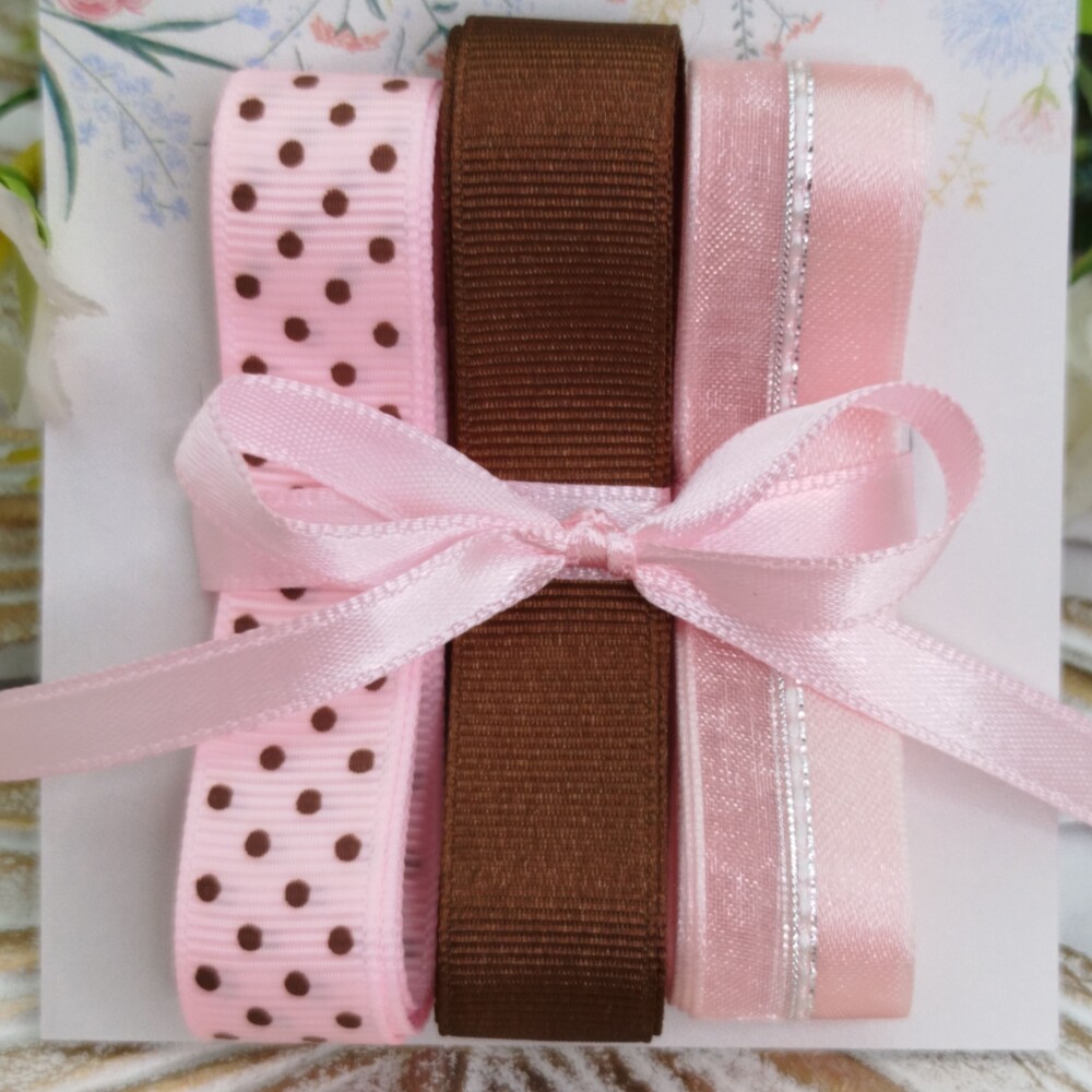 Kit de Fitas Coordenadas Poá Rosa e Marrom