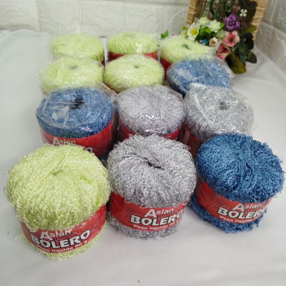kit 12 novelos fio Aslan -linha Bolero trico e croche