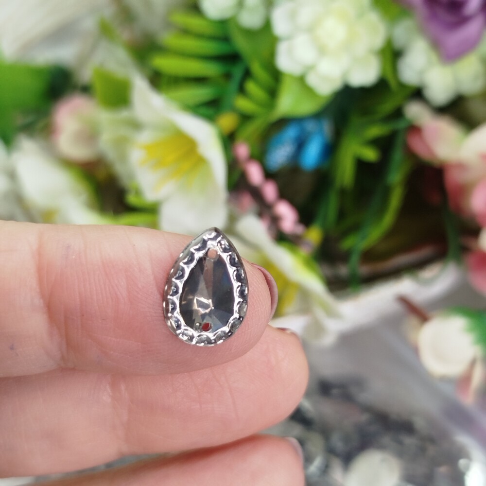 Chaton Acrilico Gota Cor Fume - 10 x 14 mm com Bordinha