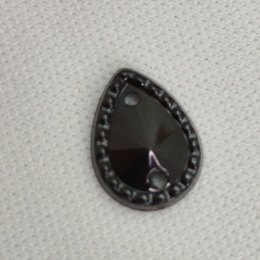 Chaton Acrilico Gota Cor Preto - 08 x 10 mm com Bordinha