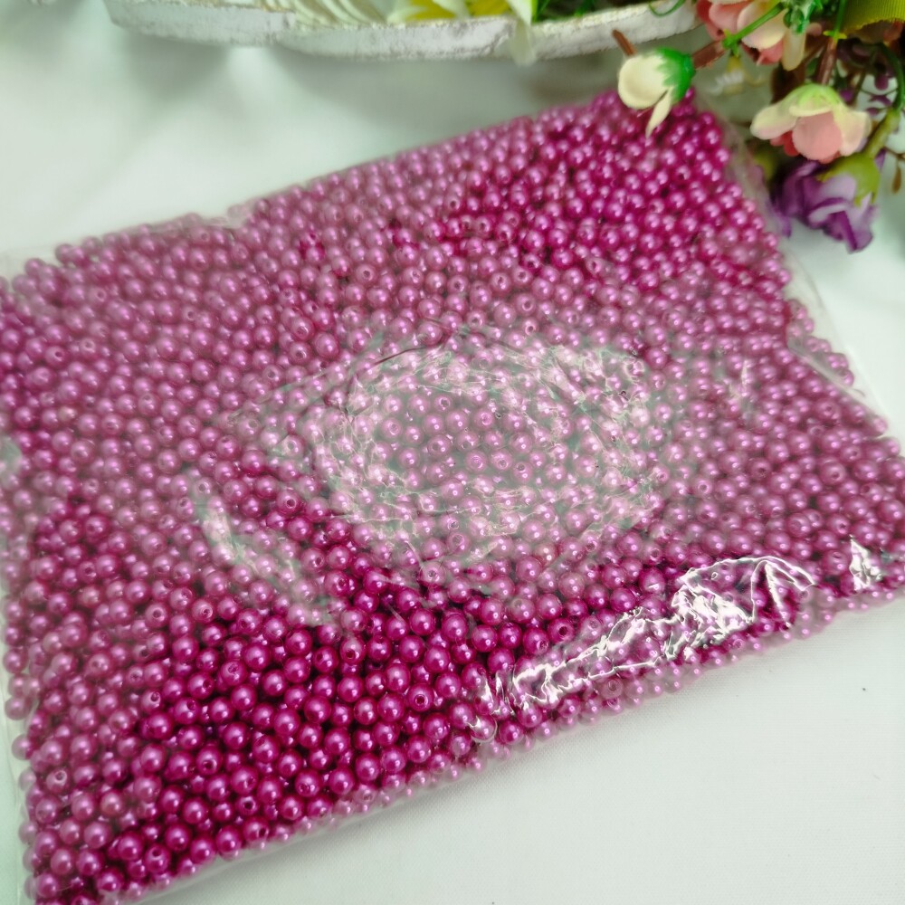 Perola Abs com furo 05mm Cor Fucsia - pacote com 300 gramas