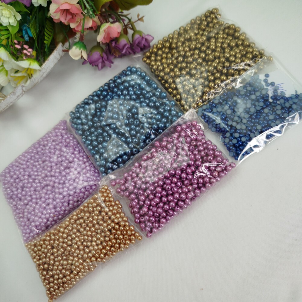 Kit Perolas Lilas,Mel,Uva,Ouro,Marinho,Meia Perola Azul +  Brinde