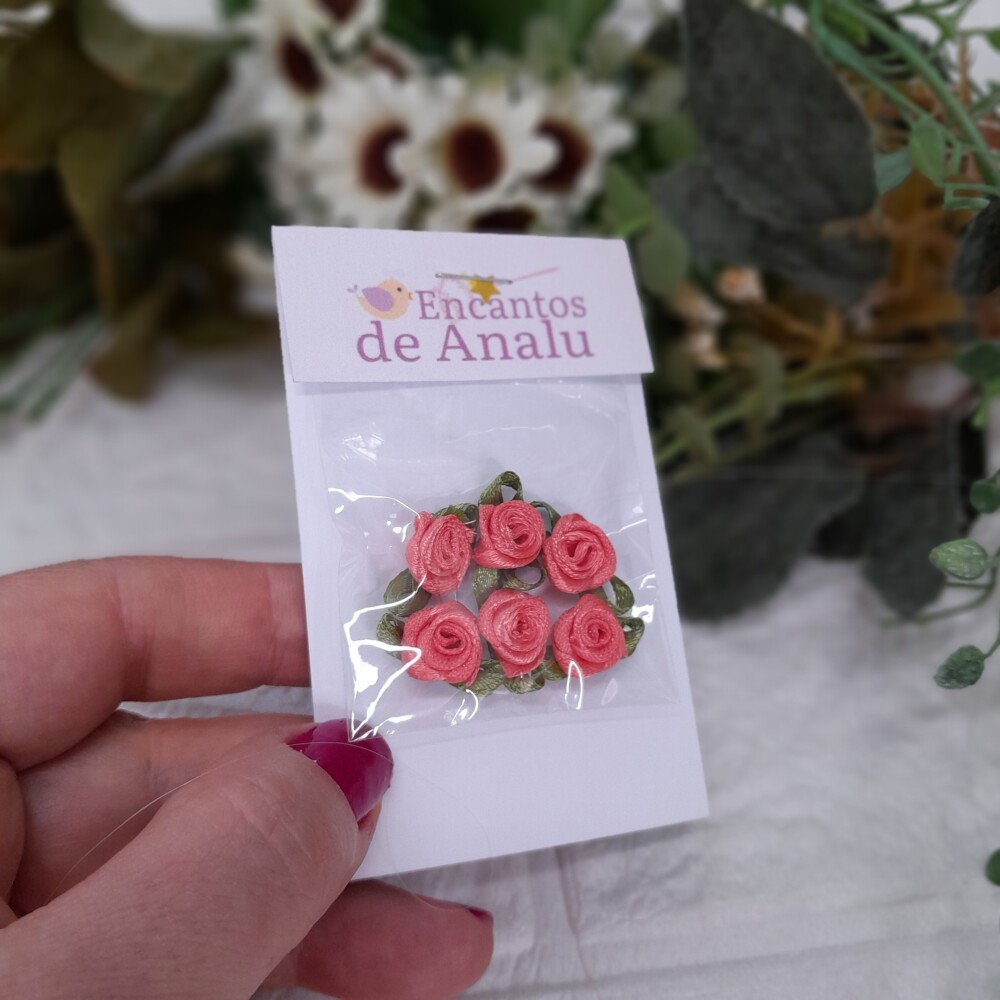 Florzinha Decorativa Rococo Salmão para Artesanato