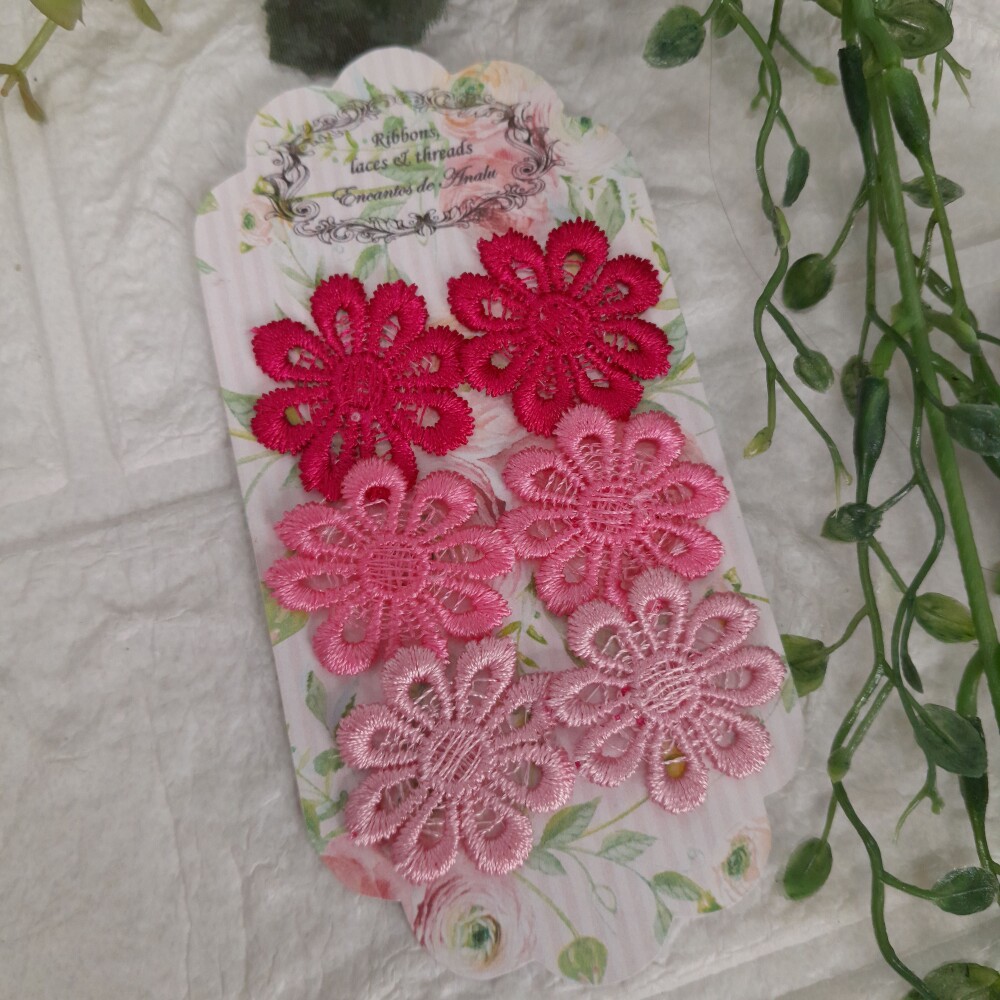 Florzinha Guipure Tons de Rosa Degrade
