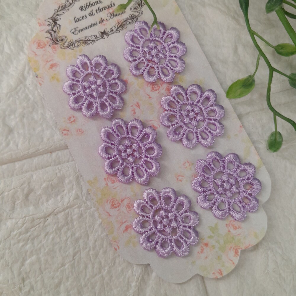 Florzinha Guipure Lilas para Artesanato e Scrapbook