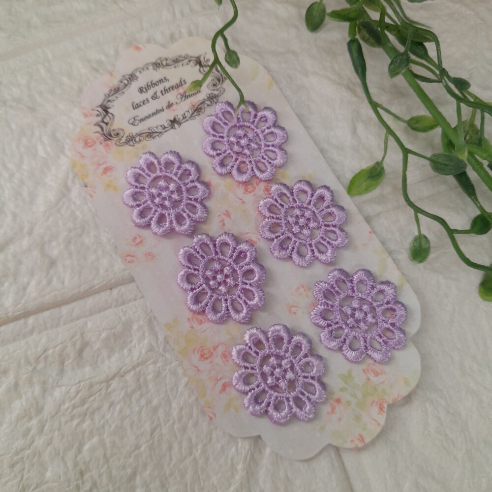 Florzinha Guipure Lilas para Artesanato e Scrapbook