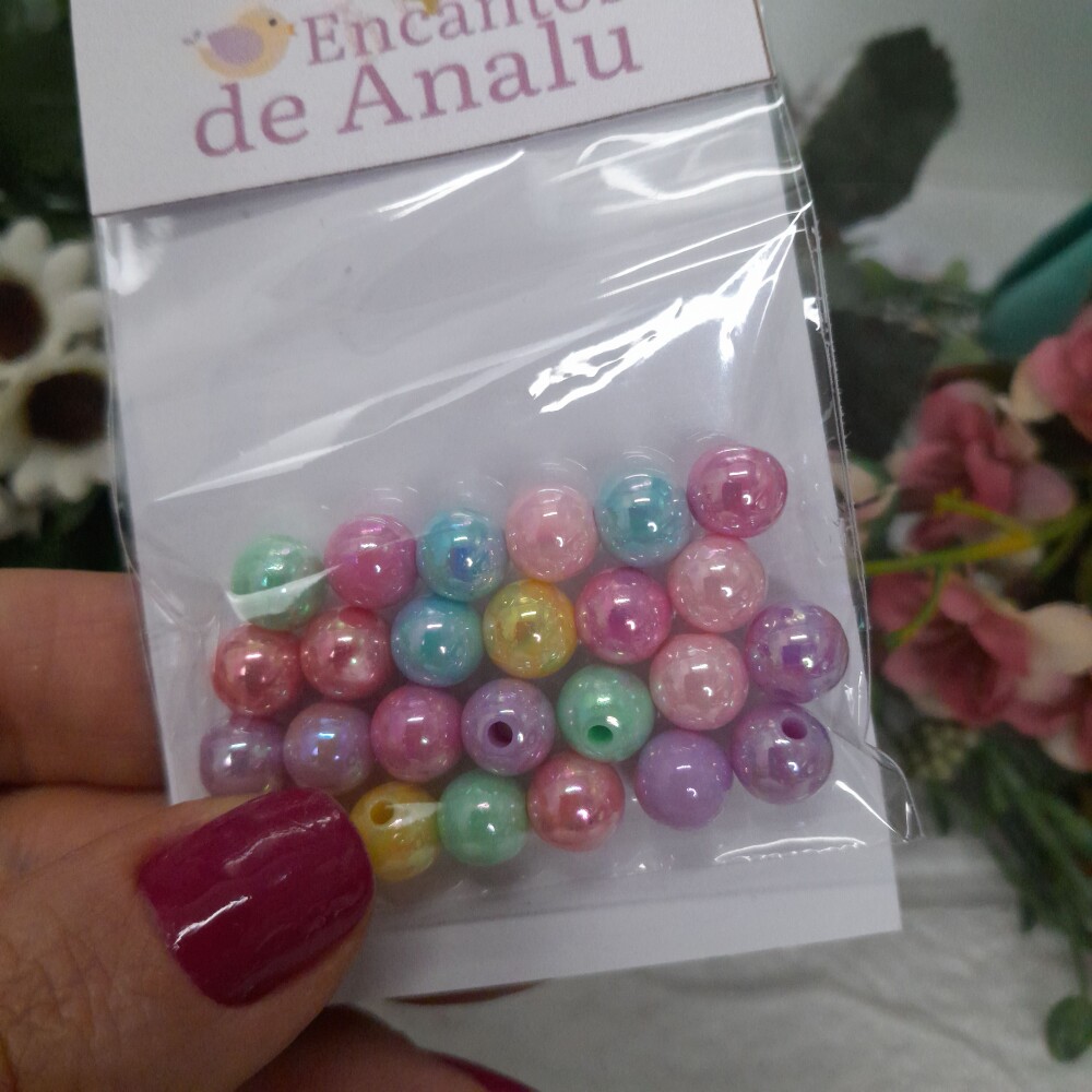 Perolas Decorativas Cores em Tons Candy - 08mm - 25 unidades