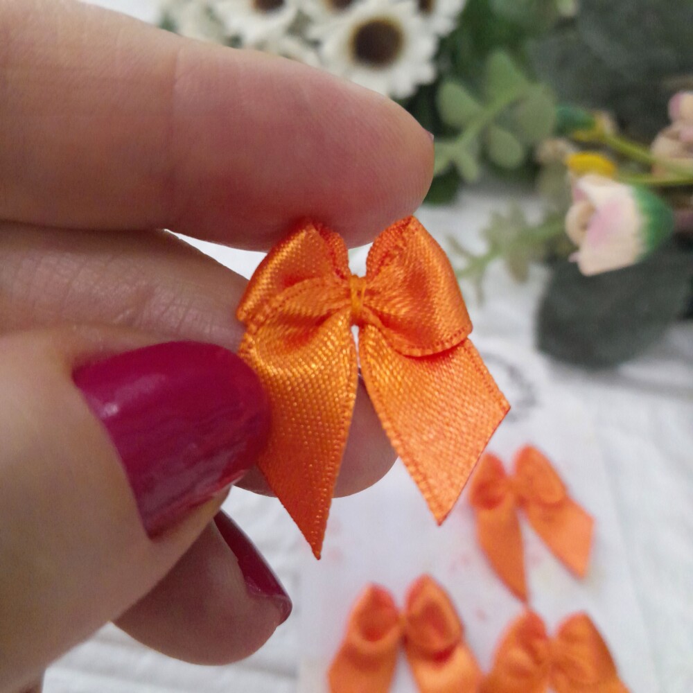 Laço Decorativo de Cetim Laranja - Cartela com 6 unidades
