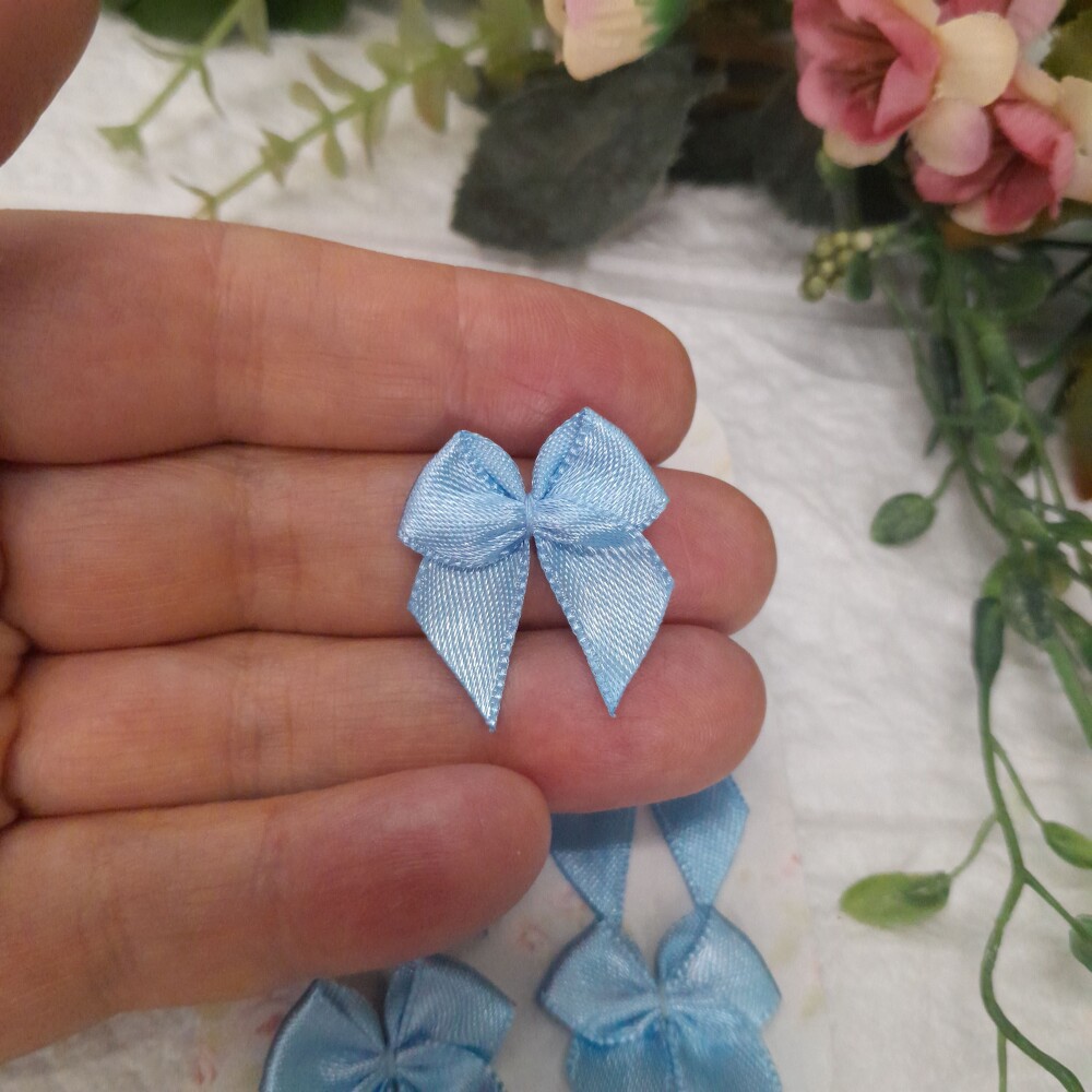 Laço Decorativo de Cetim Azul  -  Cartela com 6 unidades