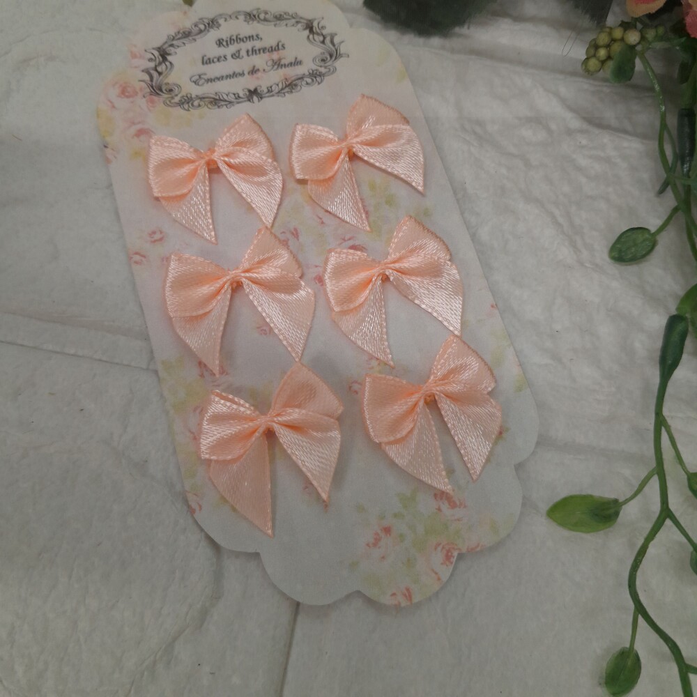 Laço Decorativo de Cetim Rose Salmão -  Cartela com 6 unidades
