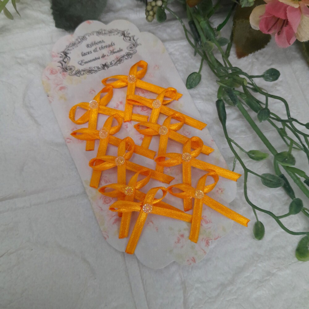 Laço Decorativo de Cetim Laranja com ponto de brilho