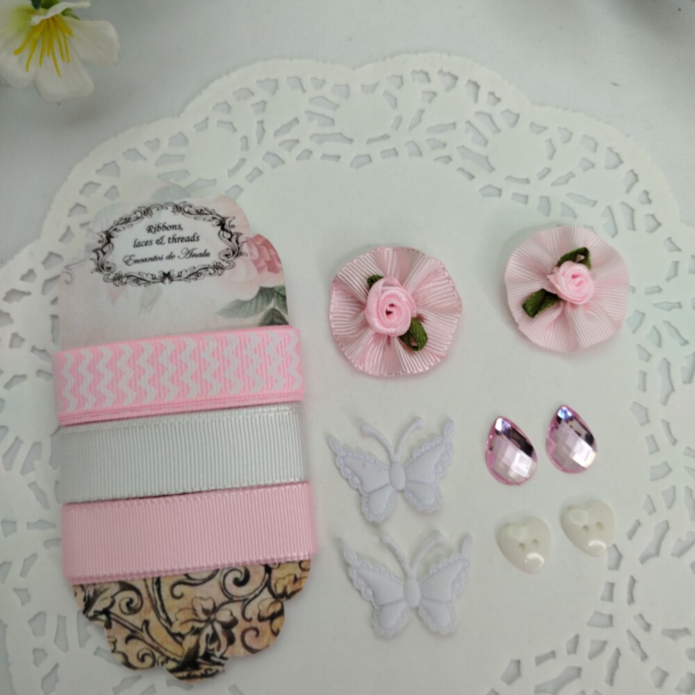 Kit de Aviamentos Coordenados Rosa e Branco