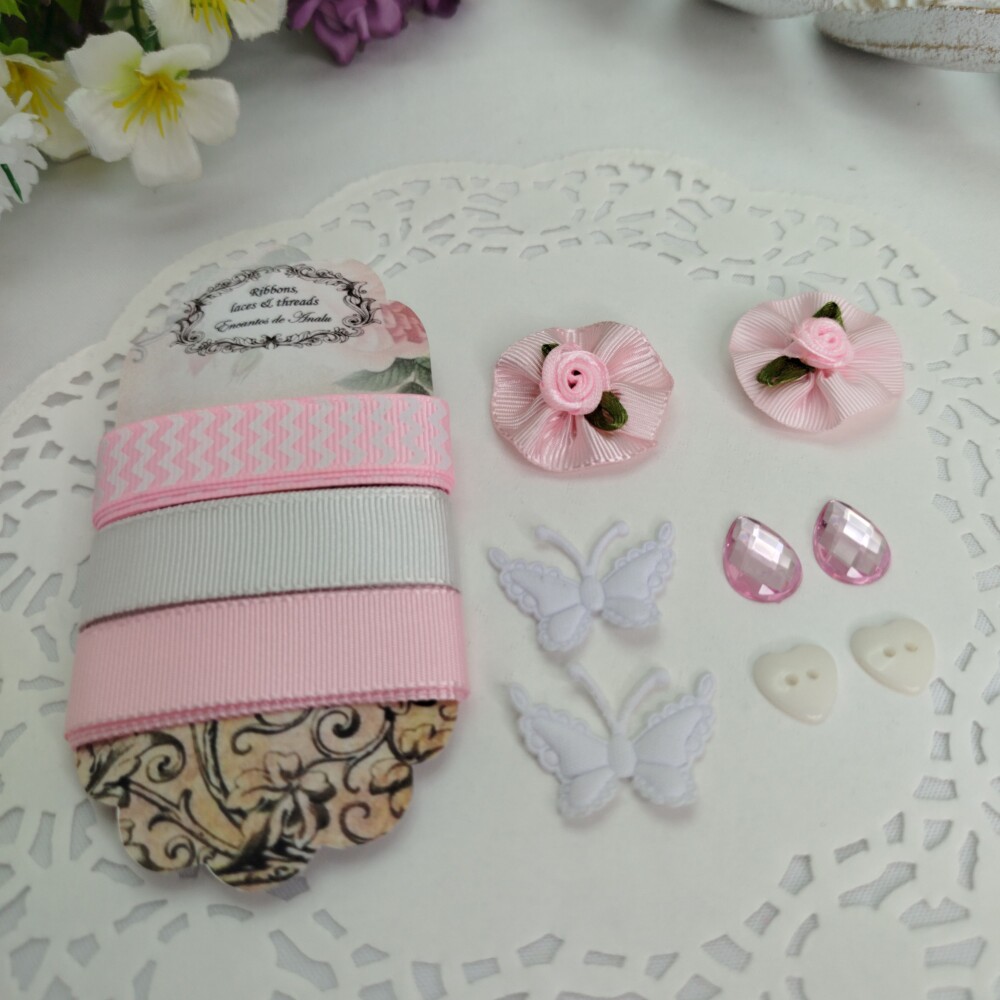 Kit de Aviamentos Coordenados Rosa e Branco