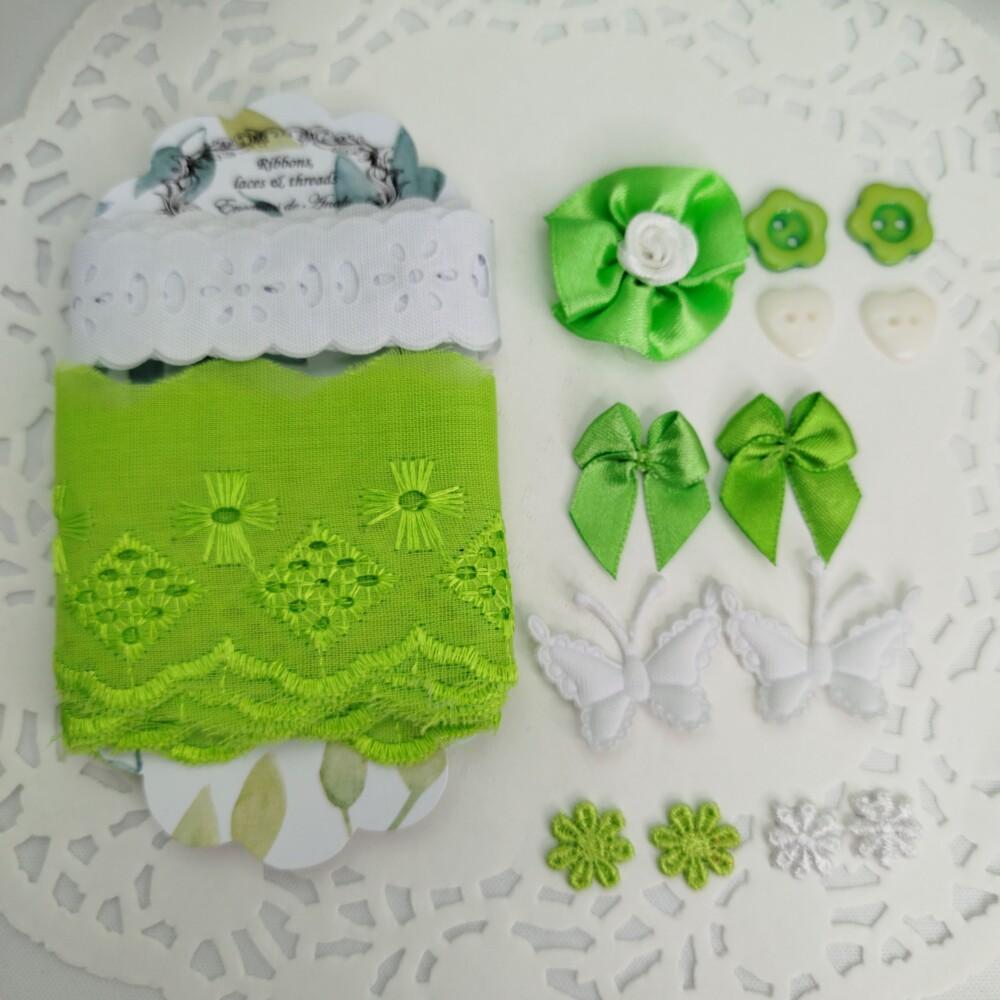 Kit Aviamentos e Enfeites Coordenados Verde e Branco