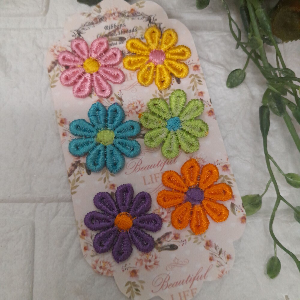 Florzinhas Bordadas Coloridas para Artesanato e Customização