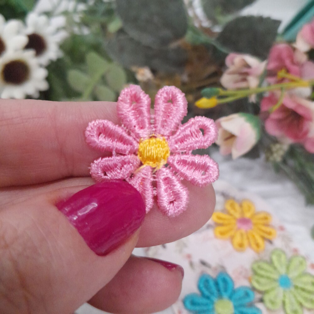 Florzinhas Bordadas Coloridas para Artesanato e Customização