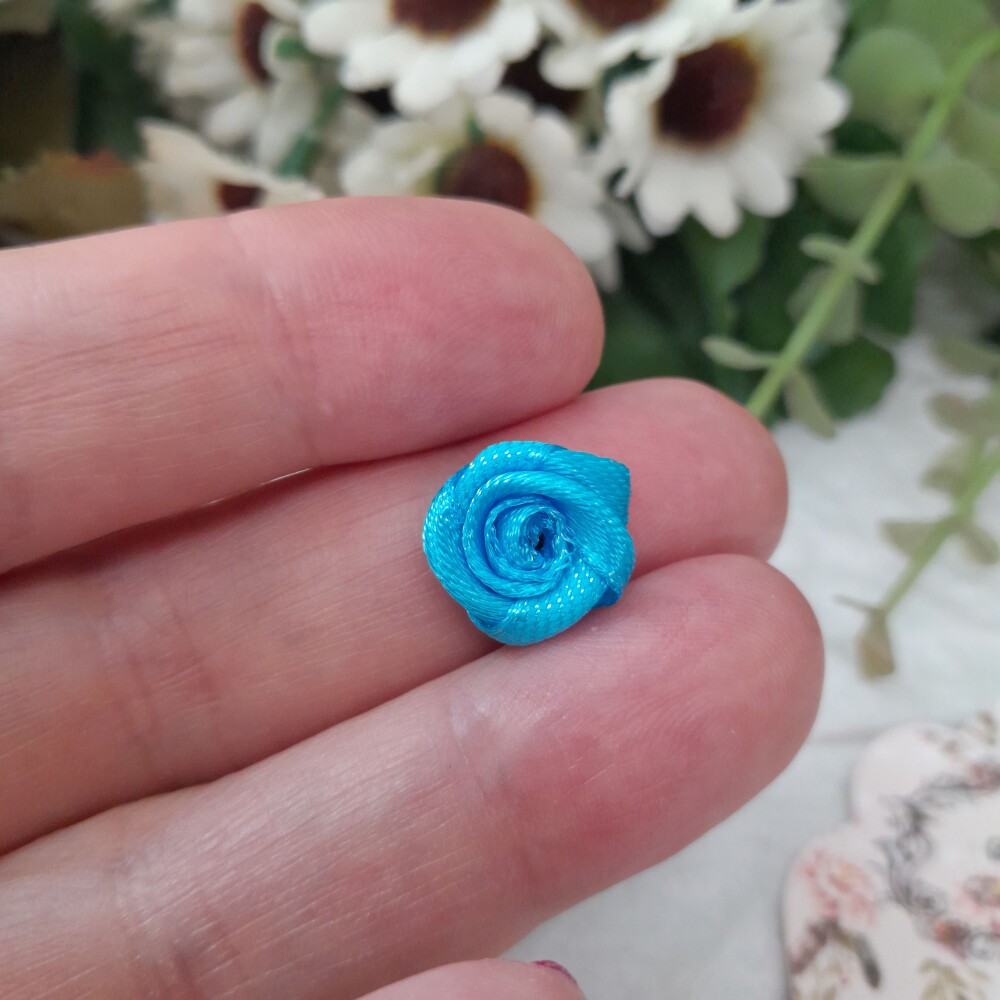 Florzinha Decorativa Rococo Azul Turquesa para Artesanato