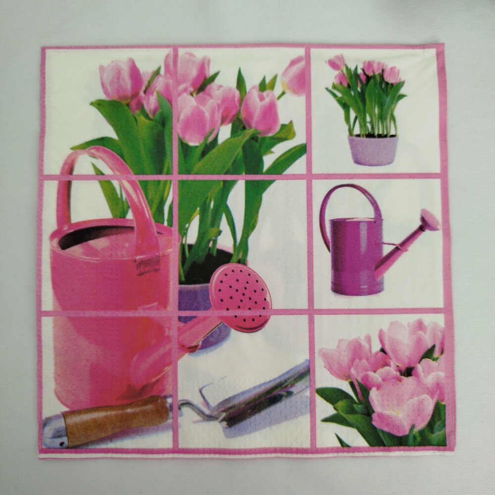 4 Guardanapos para Decupagem Tulipas Rosa