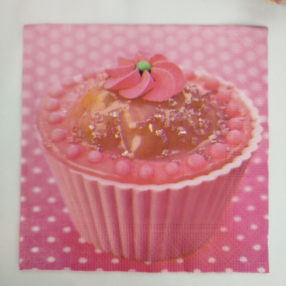 Guardanapo de Papel para Decupagem tema Cupcake  Rosa - 4 unidade