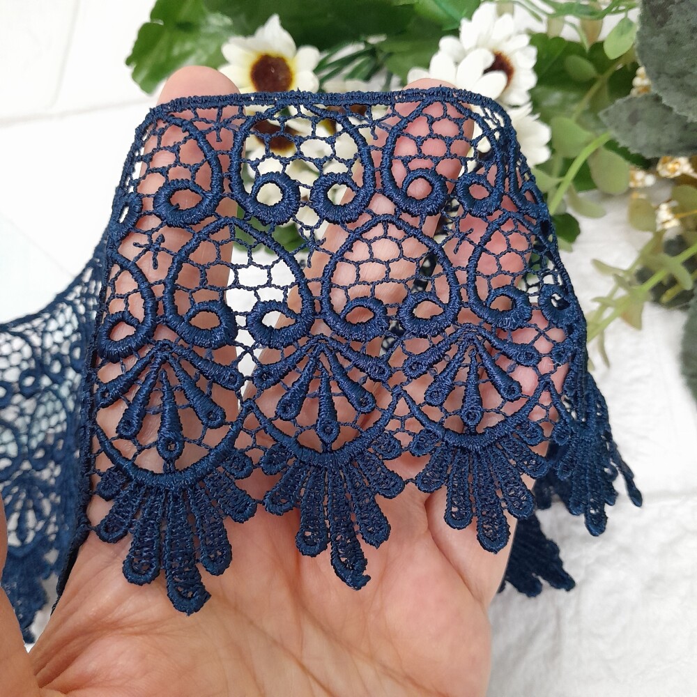 Renda Guipir Azul Marinho - Largura 9 cm - Peça com 2 metros